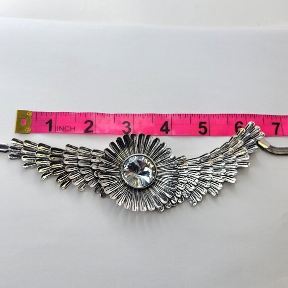 Crystal Feather Statement Necklace Statement Bib Necklace - Picture 5 of 11